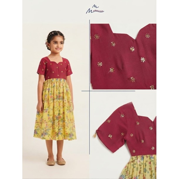 Maroon Bloom Frock