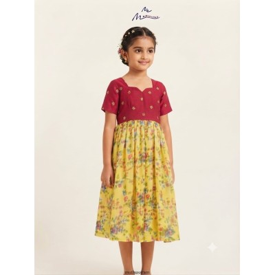 Maroon Bloom Frock