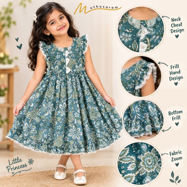 Teal Blossom Princess Frock
