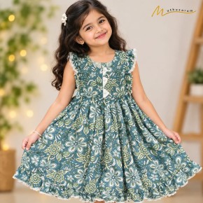 Teal Blossom Princess Frock