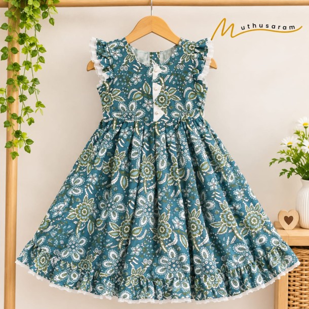Teal Blossom Princess Frock